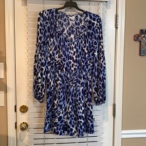 Crown & Ivy Blue Cheetah Dress Size Large